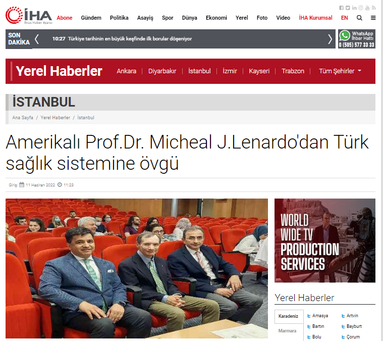Amerikalı Prof.Dr. Micheal J.Lenardo'dan Türk sağlık sistemine övgü