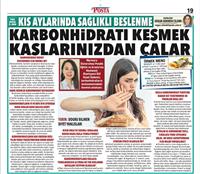 Hastanemiz Diyetisyeni Elif Kazel Özdemir'in “Karbonhidratların Beslenmemizdeki Önemi'' konulu, Posta Gazetesi sağlık muhabiri Özgür Gökmen Çelenk'in özel haberi